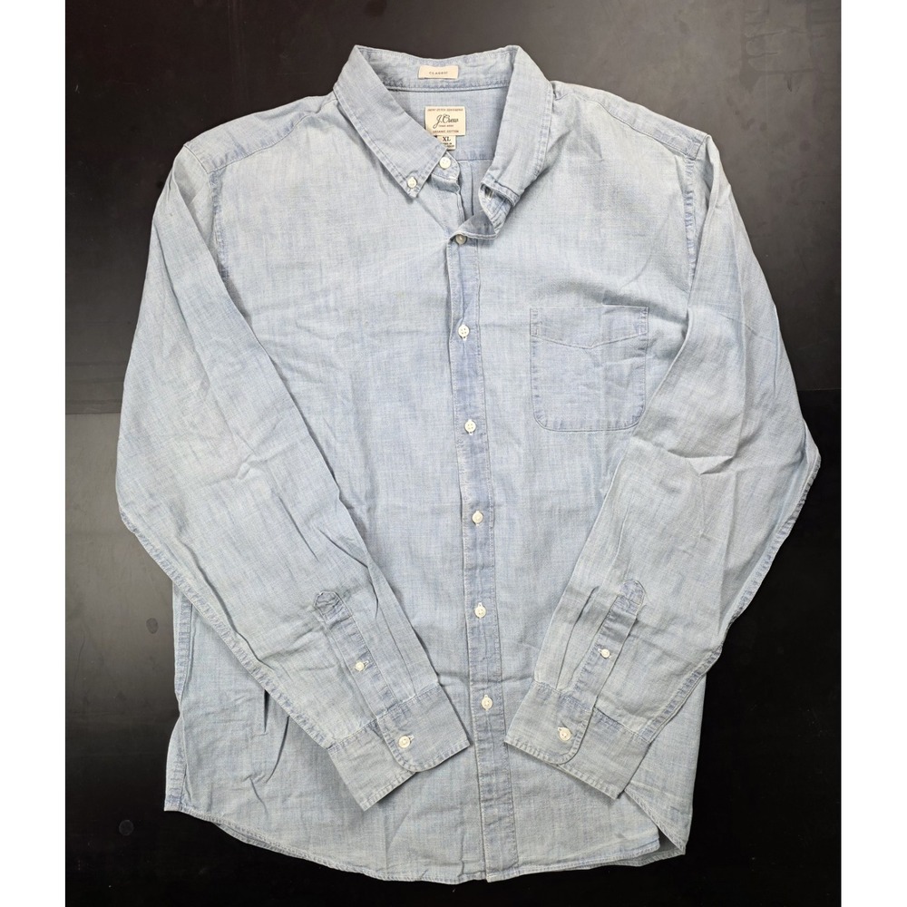 J. Crew Classic Blue Button Up Shirt Women's Size XL